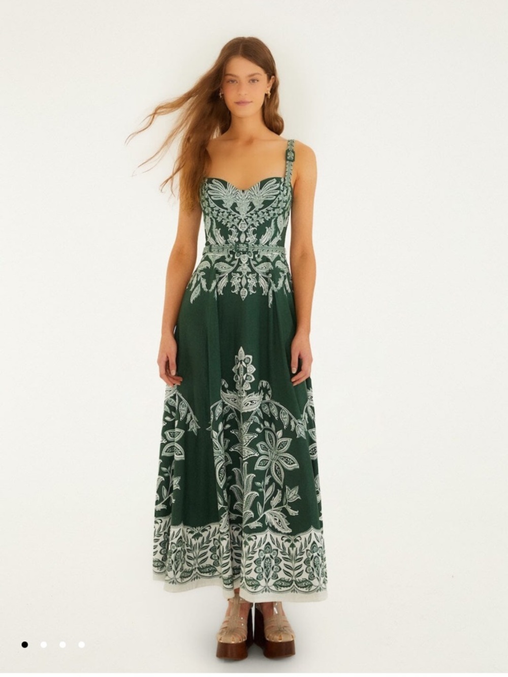 Farm Rio Dark Green Miranda Buckle Maxi Dress size XS